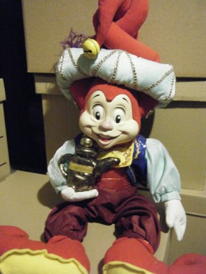 He was also seated on a yellow flying carpet, but it flew away for the photo.